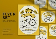 黄色复古自行车比赛传单套装