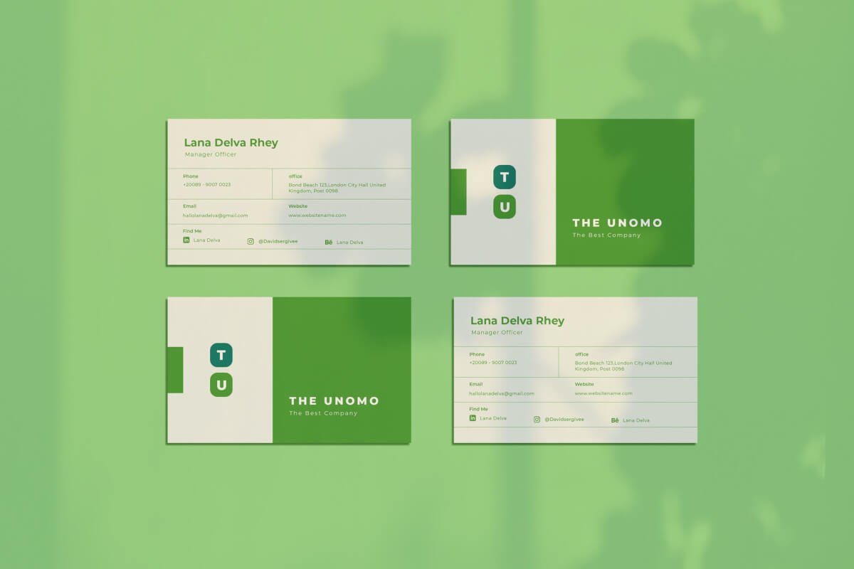 UNOMO绿色简单的名片设计模板素材