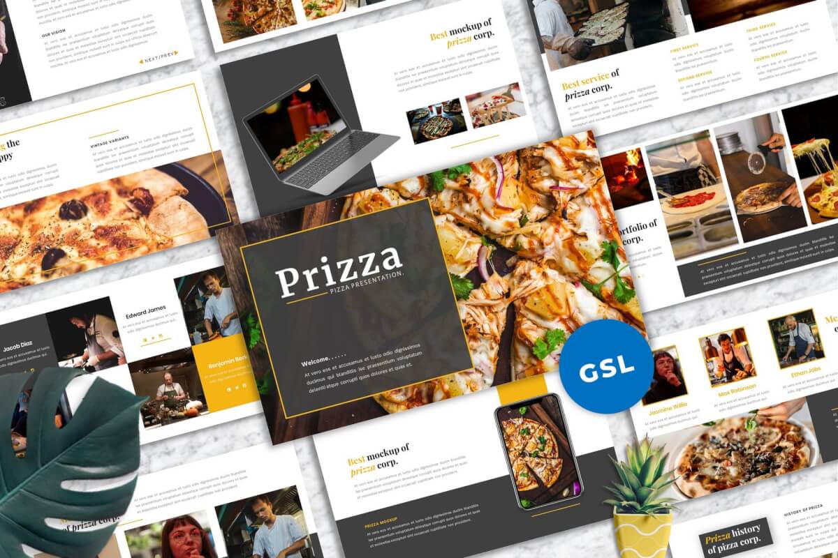 Prizza –披萨和饮料Googleslide模板