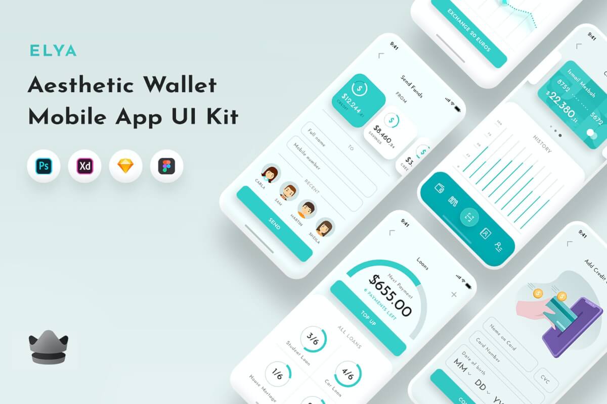 Elya-金融钱包app ui kit界面设计模板