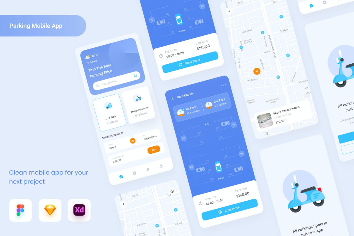 Uixasset-停车App UI 套件模板