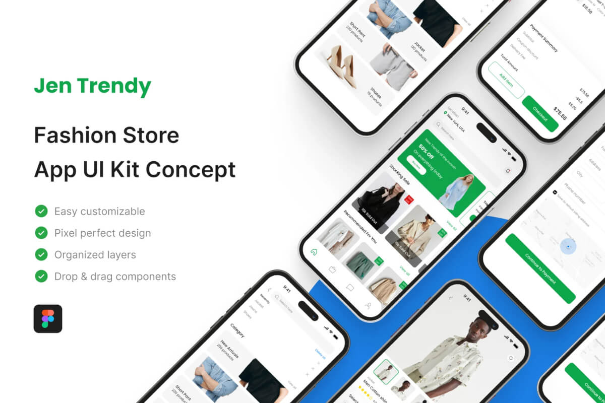 Jen Trendy – 时尚商店应用 UI 套件