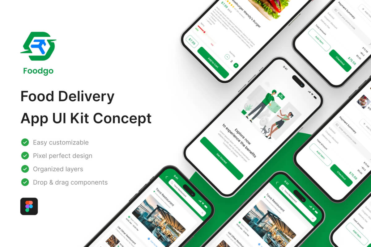 Foodgo – 食品配送应用程序 UI 套件