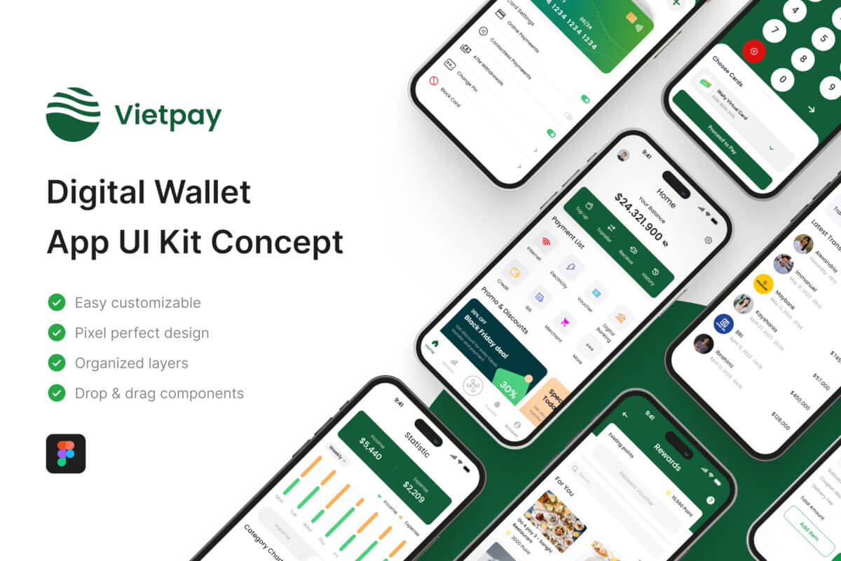 Vietpay – 数字钱包应用程序 UI 套件