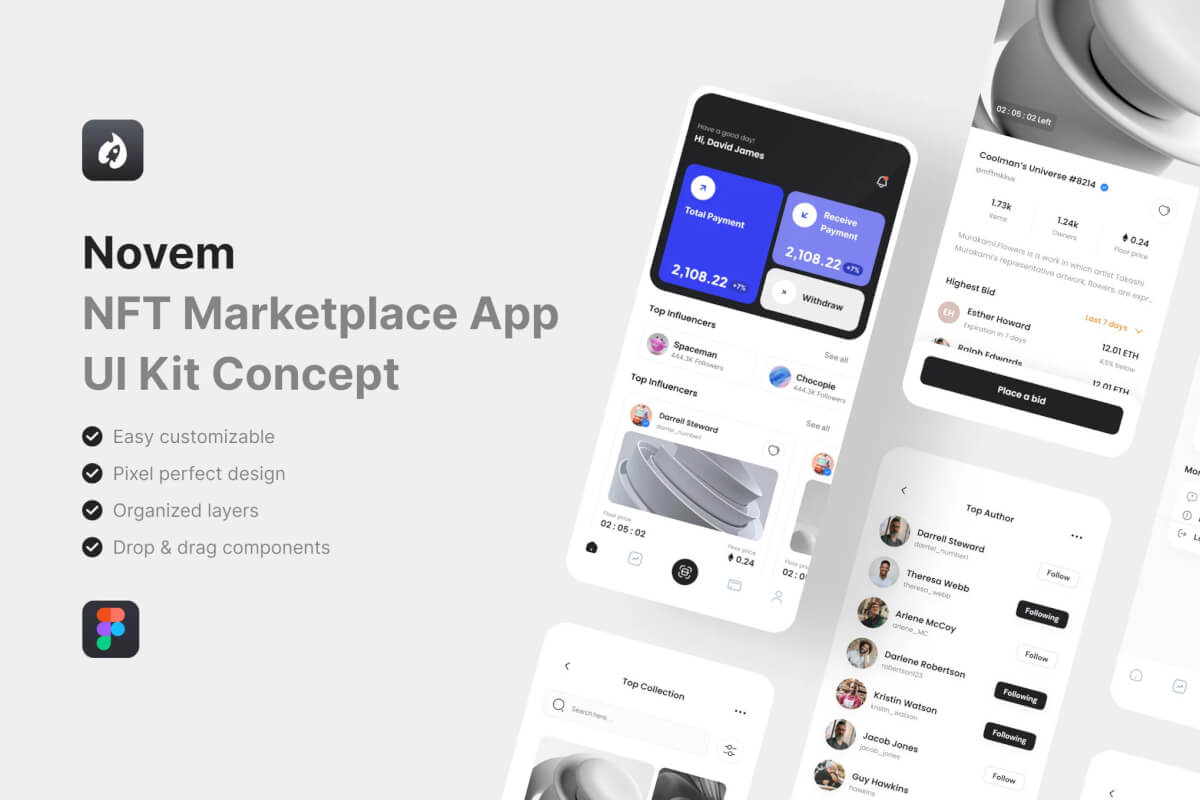 Novem – NFT 市场应用程序 UI 套件