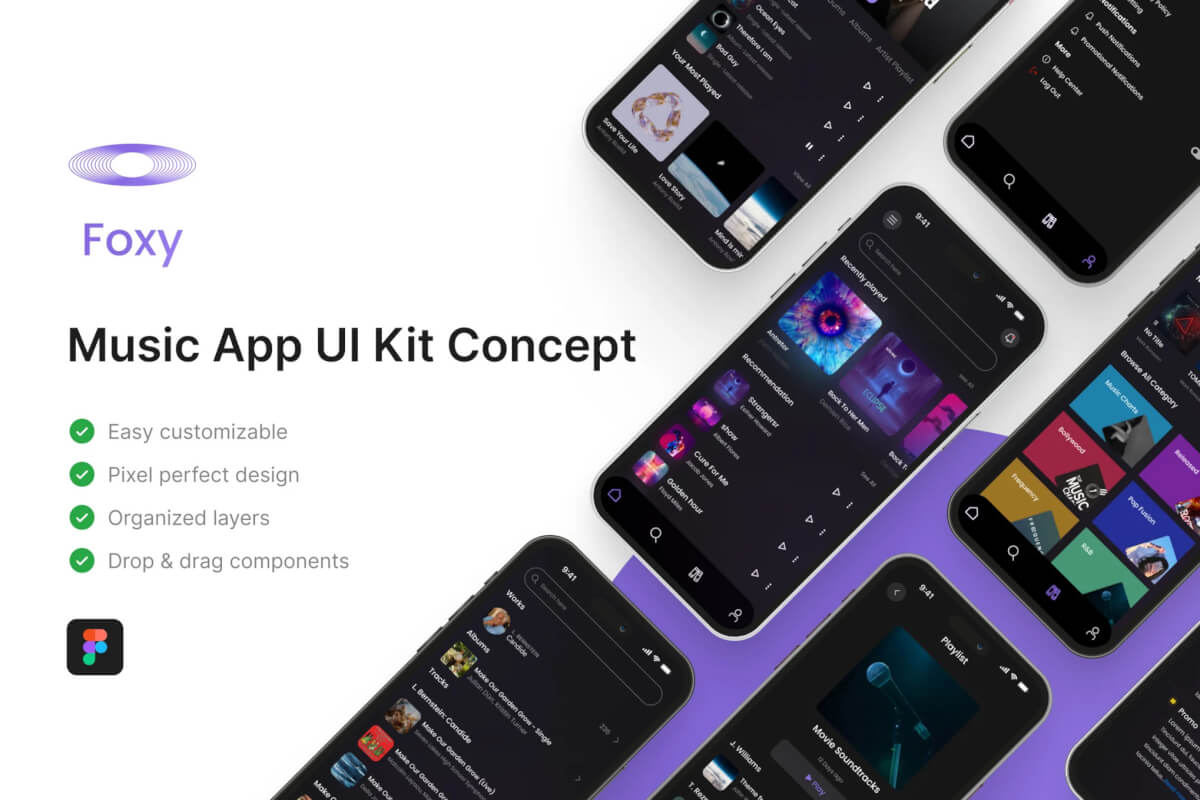 Foxy-音乐应用程序 UI 套件