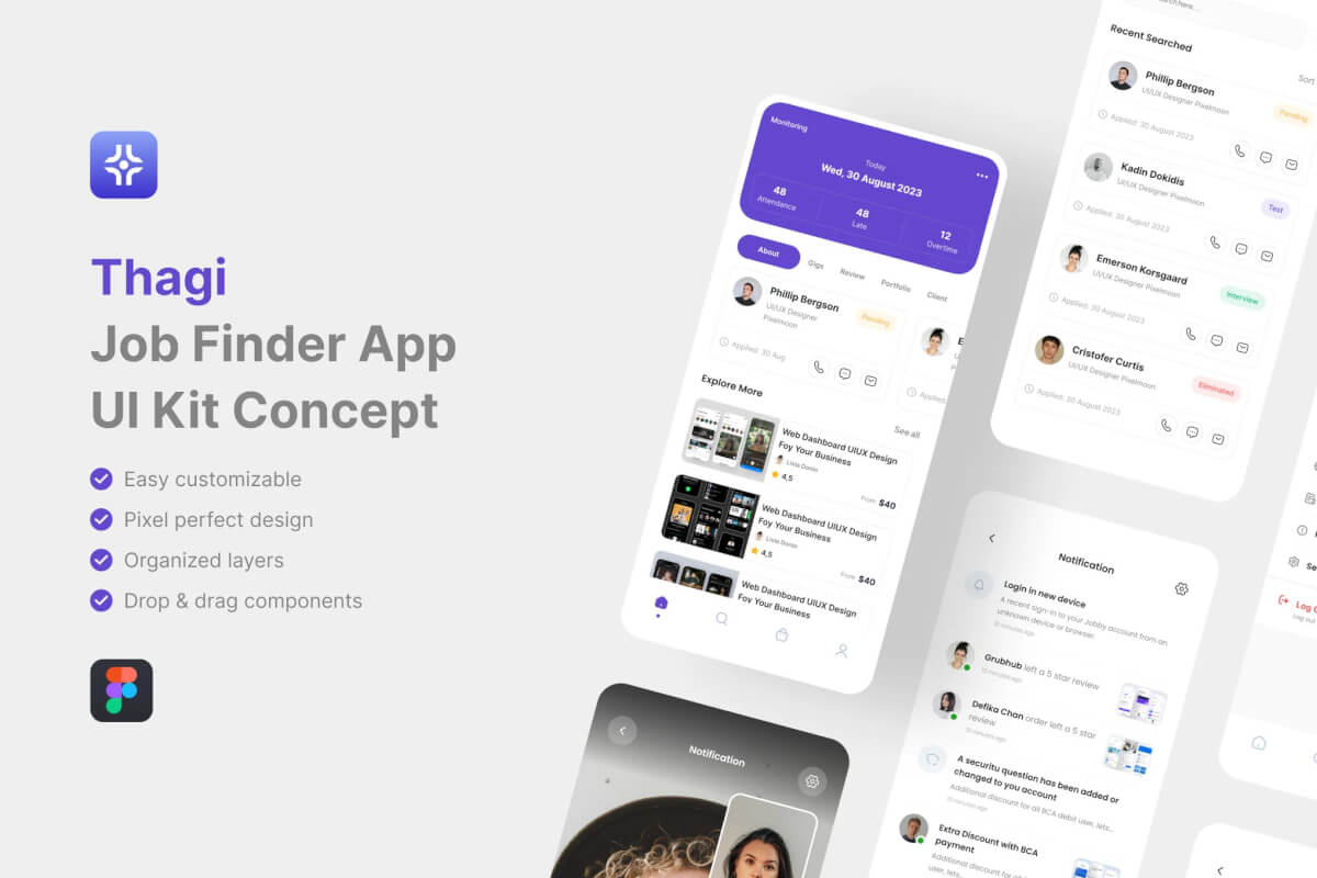 Thagi – 求职应用程序 UI 套件