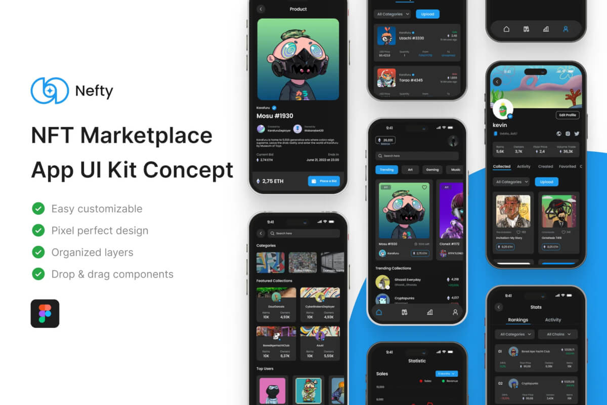 Nefty – NFT 市场应用程序 UI 套件